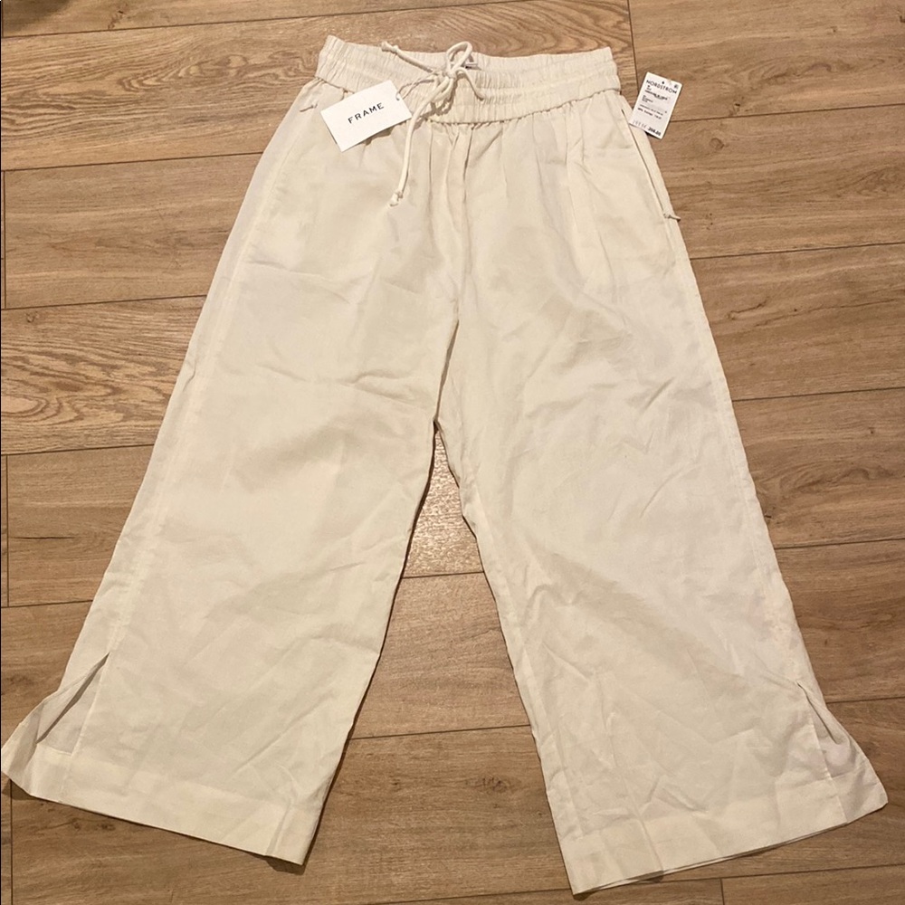 FRAME Cream Wide-Leg Pants